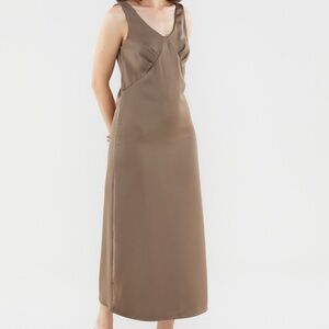 The Editor’s Market Jazelle Slip Midi Dress - Taupe/Brown/Beige/Mocha
